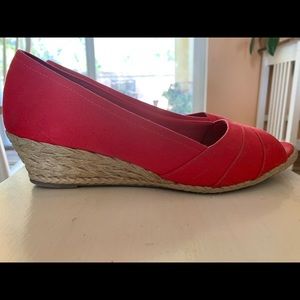 Red [kelly & katie] comfortable wedge with braided tan heel